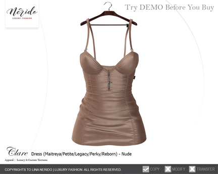 Second Life Marketplace - ~Nerido~ Clare Dress-Nude
